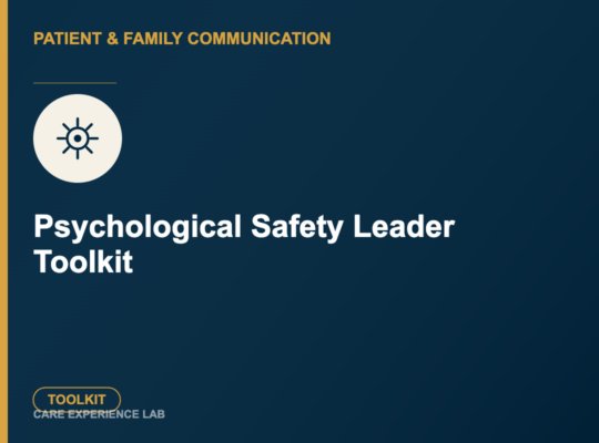 Psychological Safety Leader Toolkit - Toolkit thumbnail, Care Experience Lab