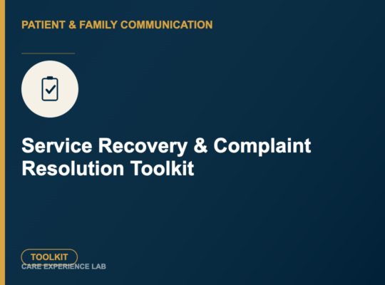 Service Recovery & Complaint Resolution Toolkit - Toolkit thumbnail, Care Experience Lab